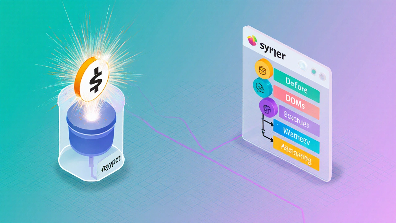 Схема сравнения async и defer: скрипты ветвятся и исполняются разное время.