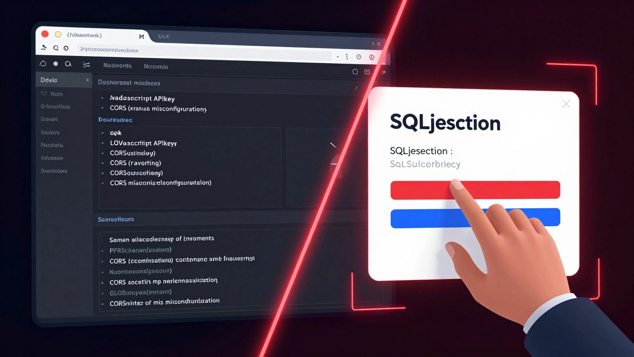 Разделенный экран: JavaScript-уязвимости в браузере и SQL-инъекции в форме входа.