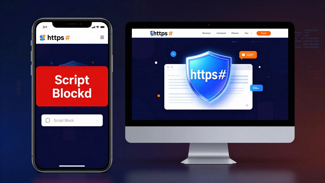 Мобильный телефон и компьютер: на телефоне скрипт заблокирован, на компьютере работает.